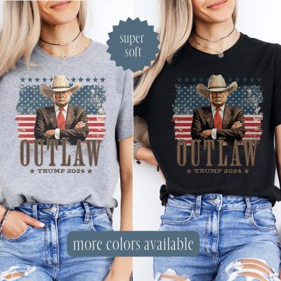 Cowboy Outlaw Trump Shirt, Western Trumpshirt, Trump Photo Shirt, Trump 2024 Maga Shirt, Trump President Shirt, Trump Rally, Trump Cowboy