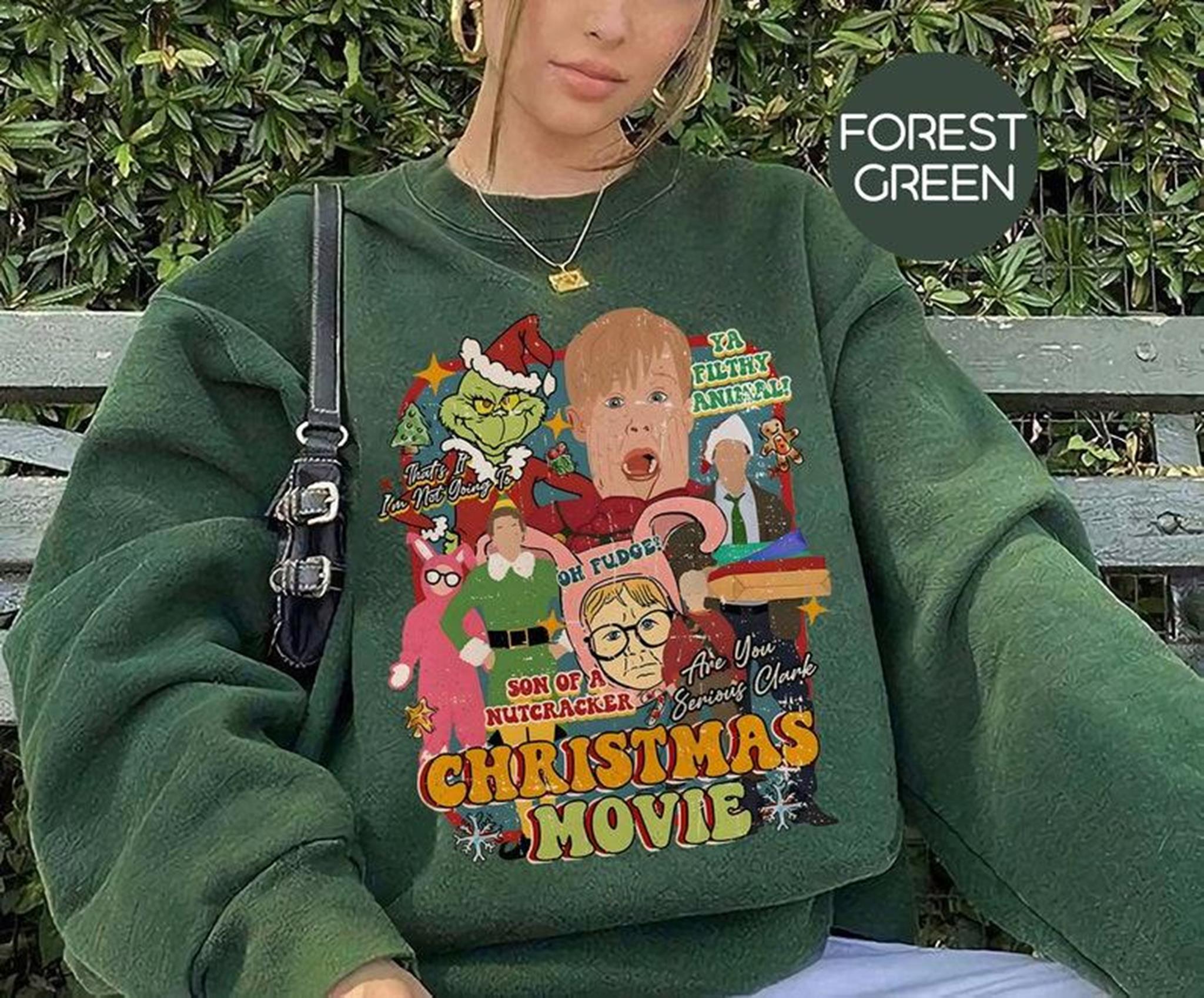 Vintage Christmas Movie Sweatshirt Christmas Movie Characters T-Shirt Home Alone Grinch Elf Christmas Shirt Christmas Gift