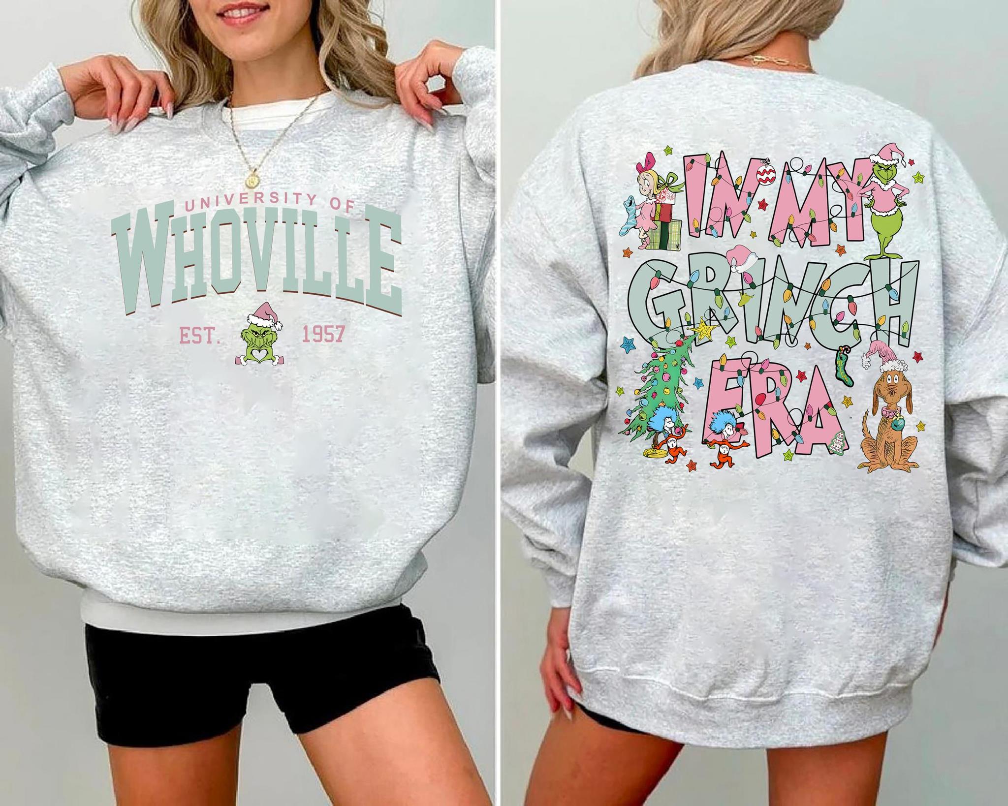 Vintage In My Grinch Era Sweatshirt 90s Whoville University Shirt Retro Christmas Sweater Grinchmas Sweatshirt Grinch Hoodie Christmas Sweatshirt Grinch Christmas Shirt