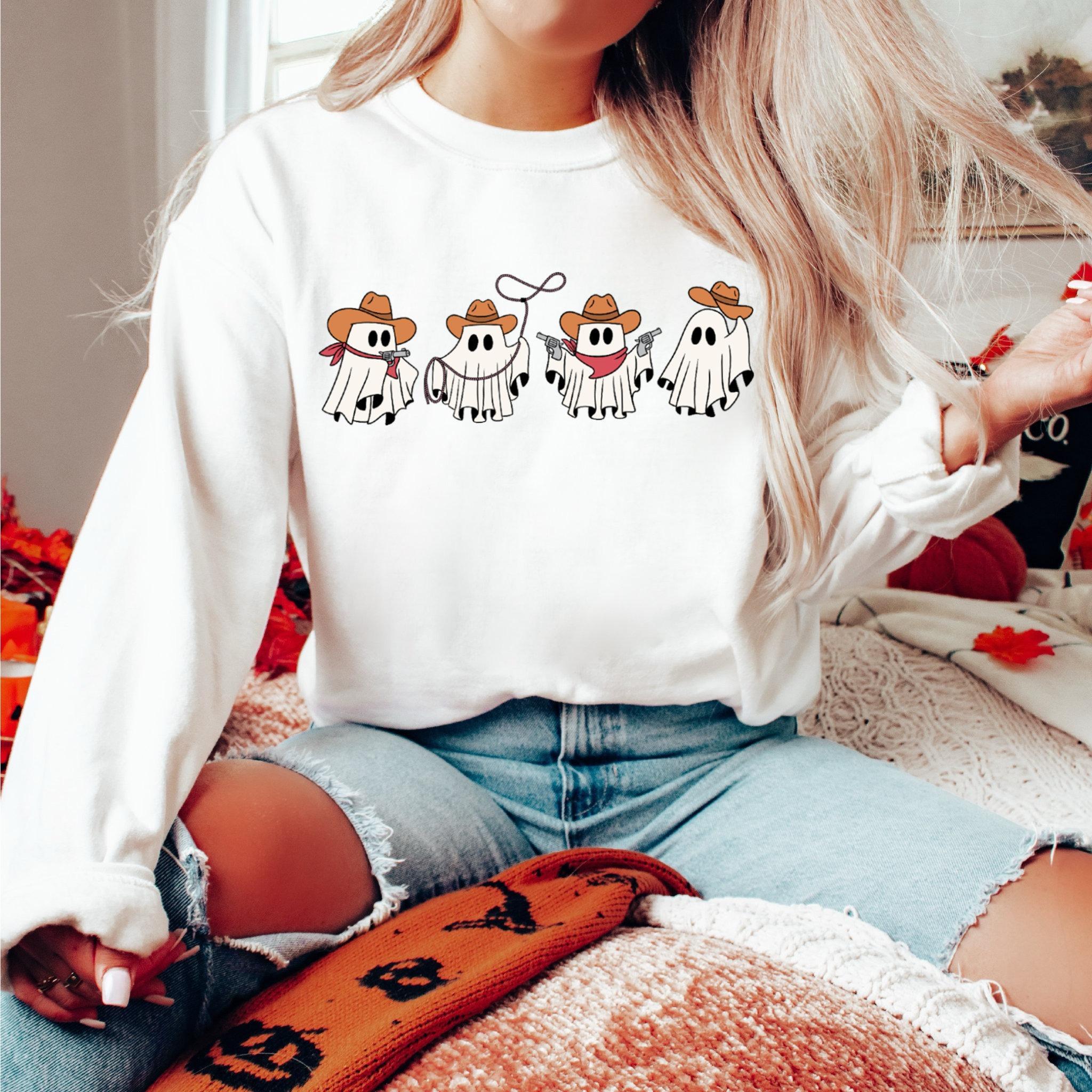 Cowboy Ghosts Sweatshirt Halloween Cowgirl Ghosts Sweatshirt Howdy Halloween Shirt Shirt Ghost Boo Shirt Western Cute Ghost Sweater Spooky Season Shirt Fall Halloween Gift Shirt