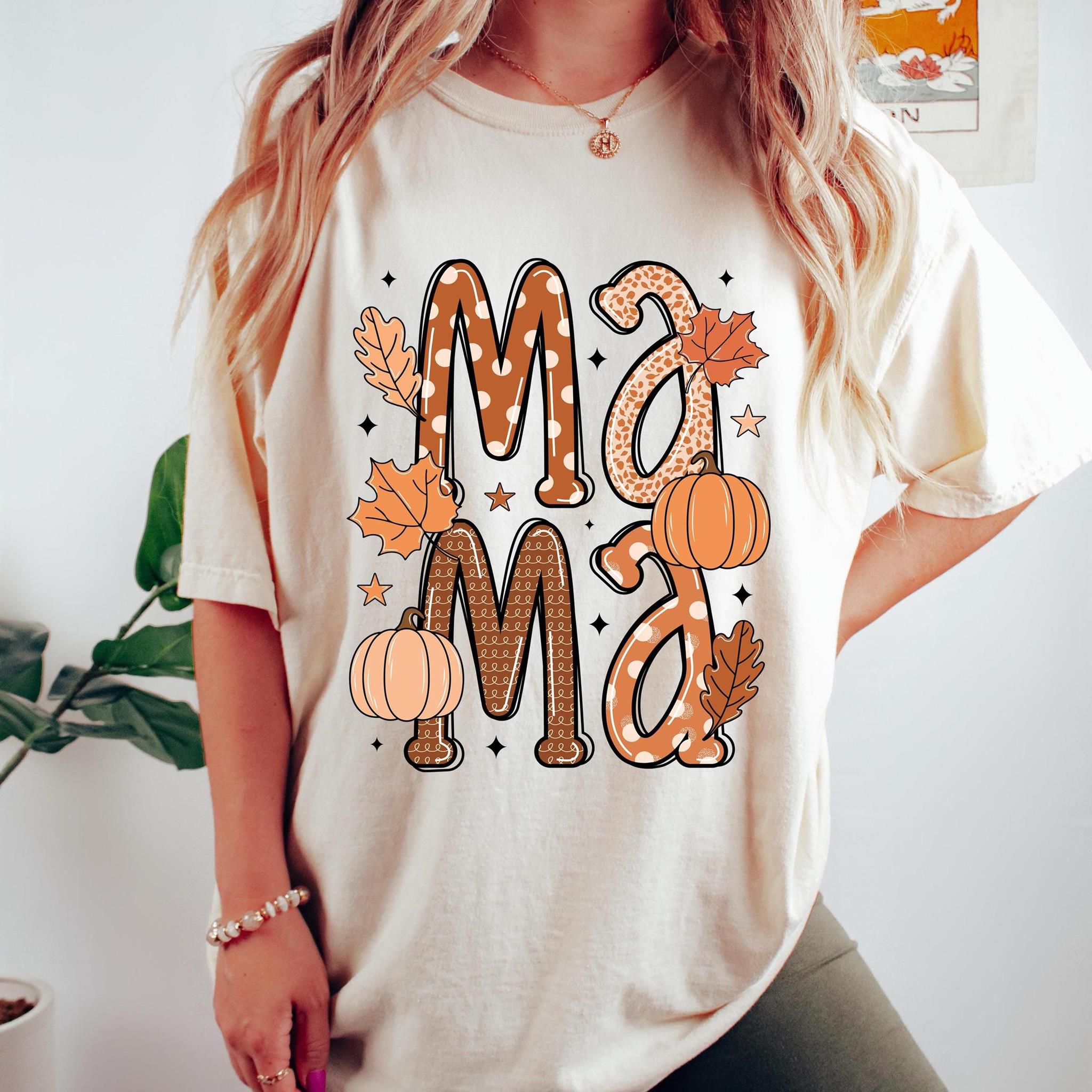 Fall Mama Shirt Retro Autumn Pumpkin Sweatshirt Fall Vibes T-Shirt Pumpkin Spice Fall Clothing Unisex