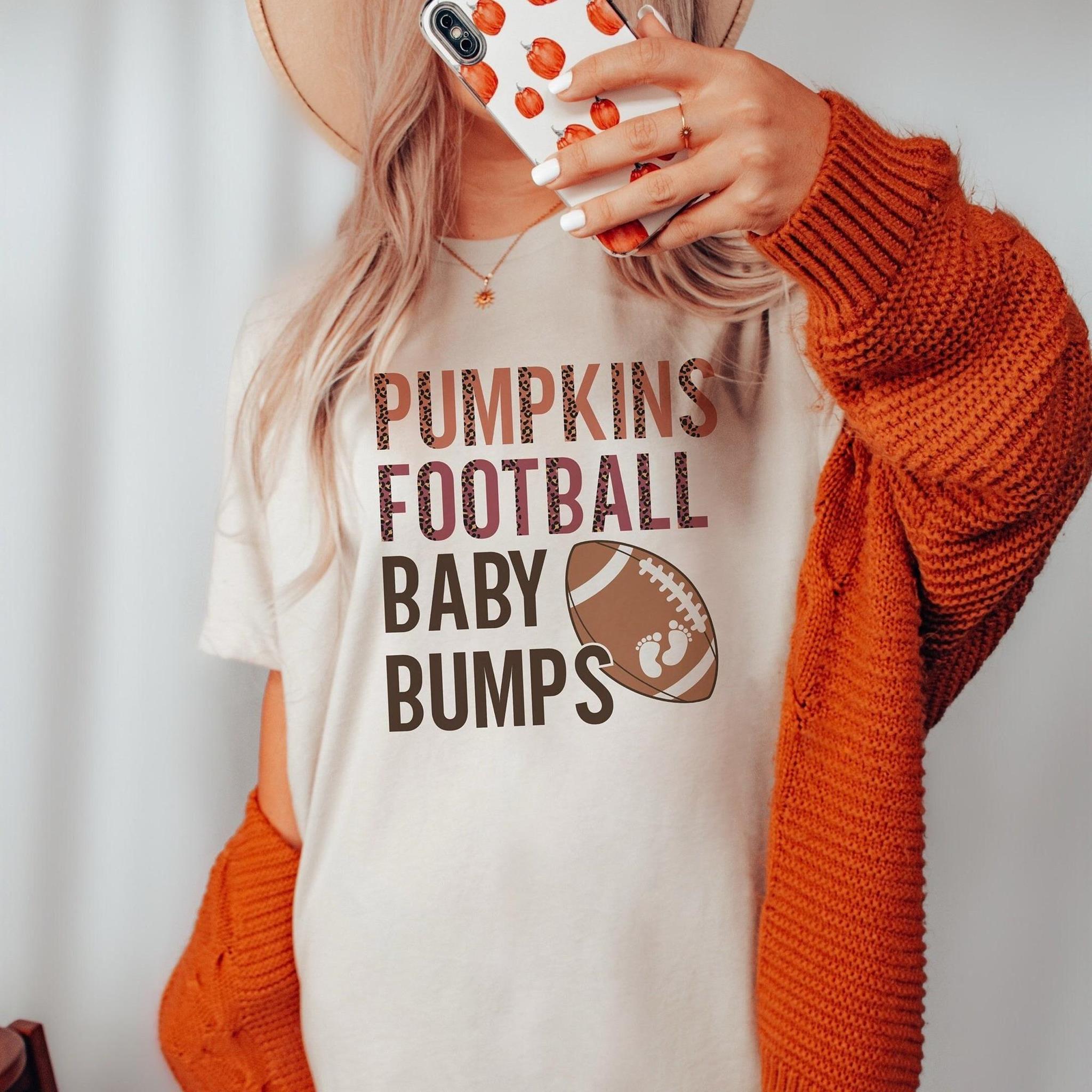 Football Pregnancy Announcement Shirt for Fall - Maternity T-Shirt Gift for Expecting - Fabric Cotton