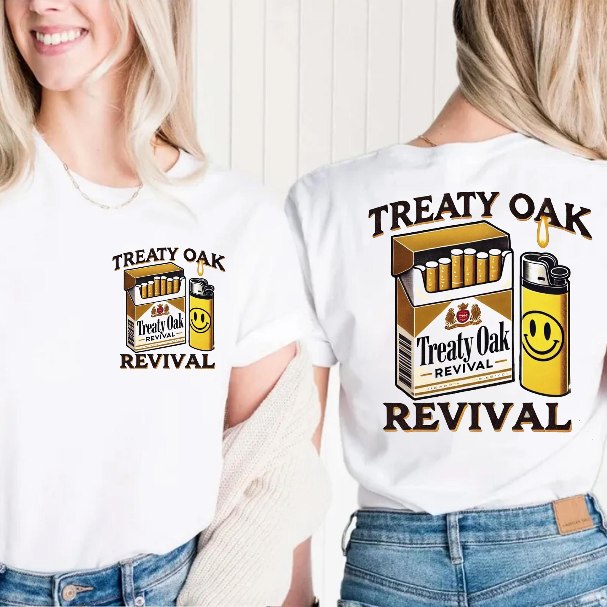 Treatyy 0ak RevivaI Both Sides Tee Country Music Top Pop Culture Tee Unisex Short Sleeve Tee Shirt Casual Clothing