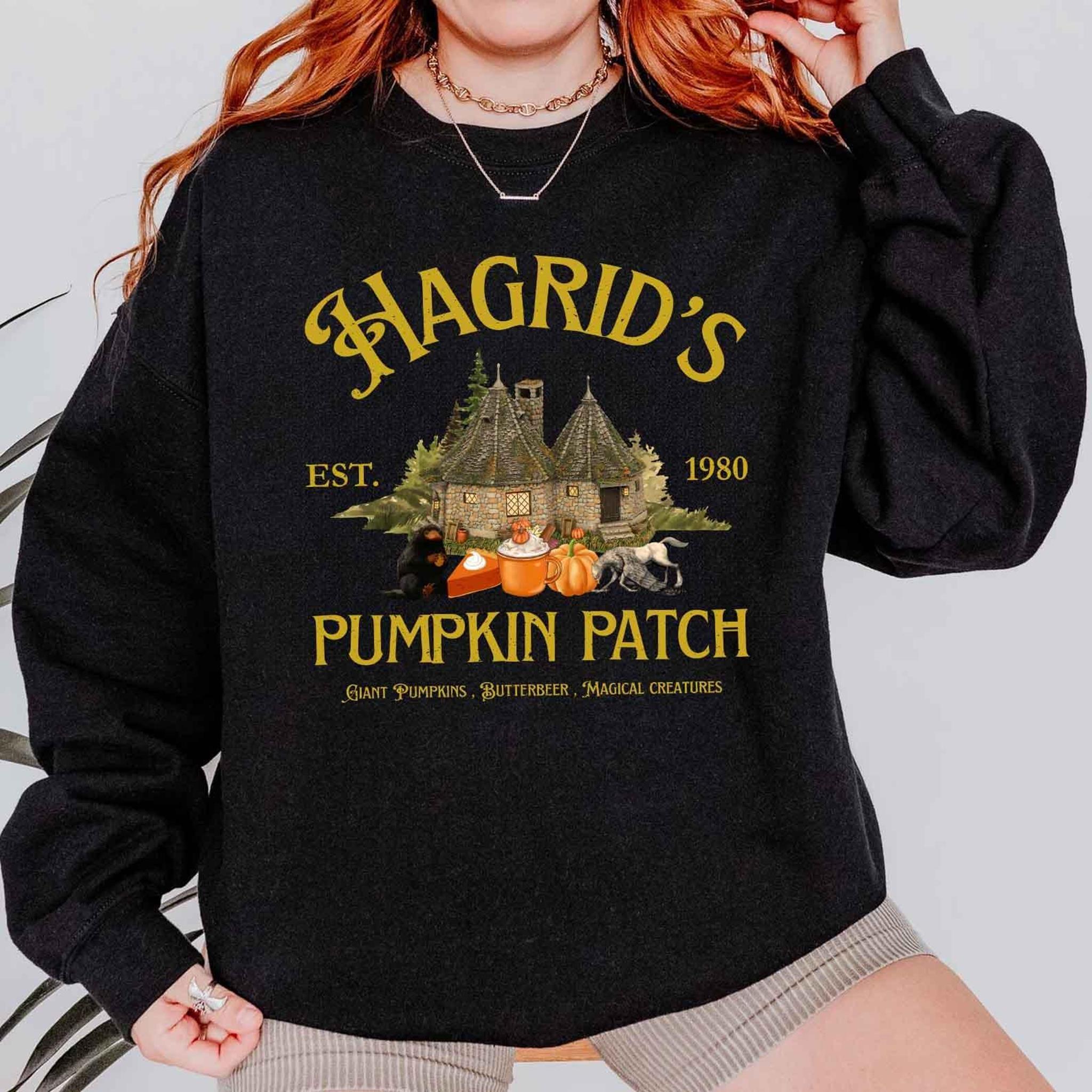 Vintage Hagrids Pumpkin Patch Sweatshirt Magical Wizard Shirt Pumpkin Patch Crewneck Retro Halloween Sweatshirt Autumn Fall Sweatshirts Wizard Halloween Sweatshirt HP Fan Gift